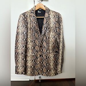 The Kooples Snake Pattern Leather Blazer - Black, Tan and Brown